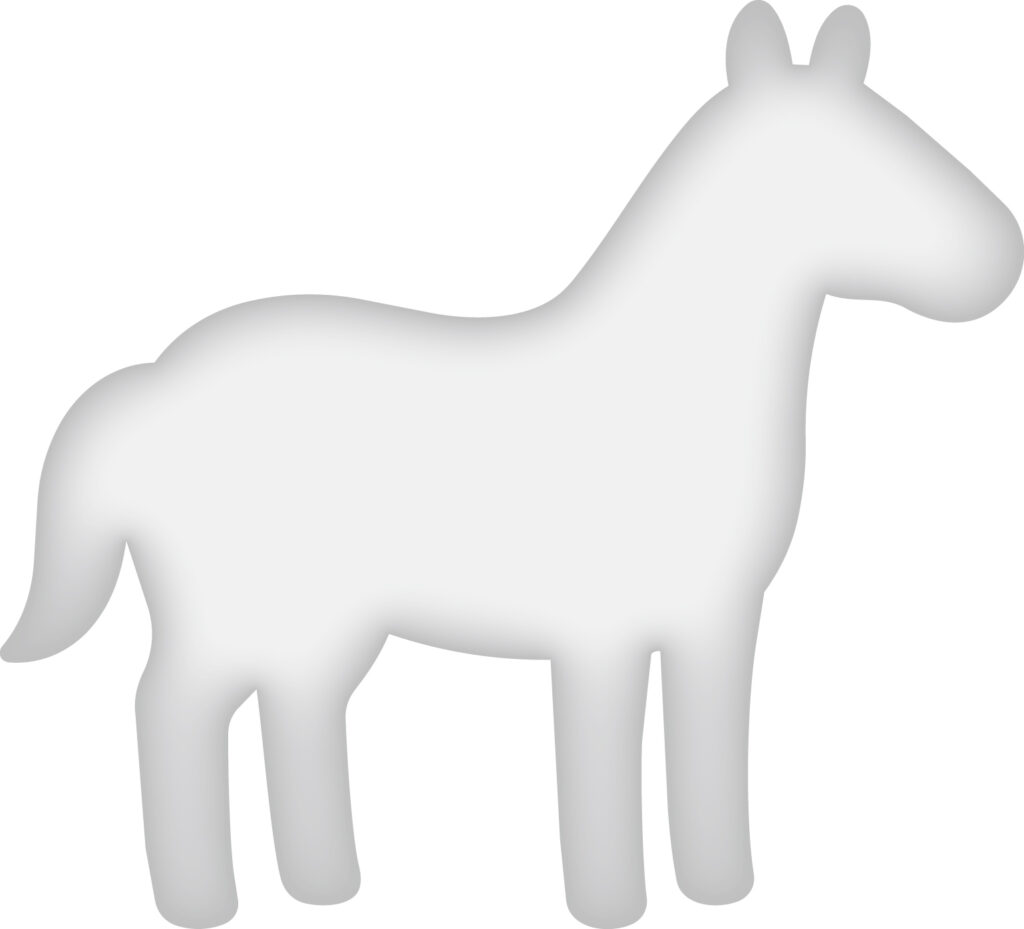 かわいい配色の「うま」のシルエ