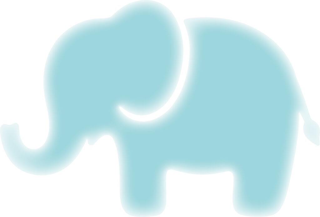 かわいい配色の「ぞう」のシルエ