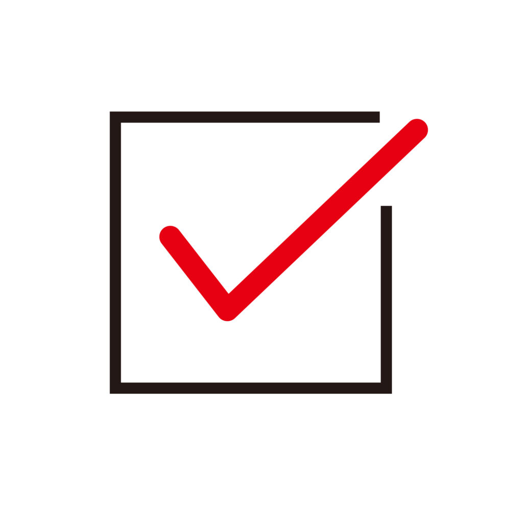 赤色のシンプルなチェックマーク