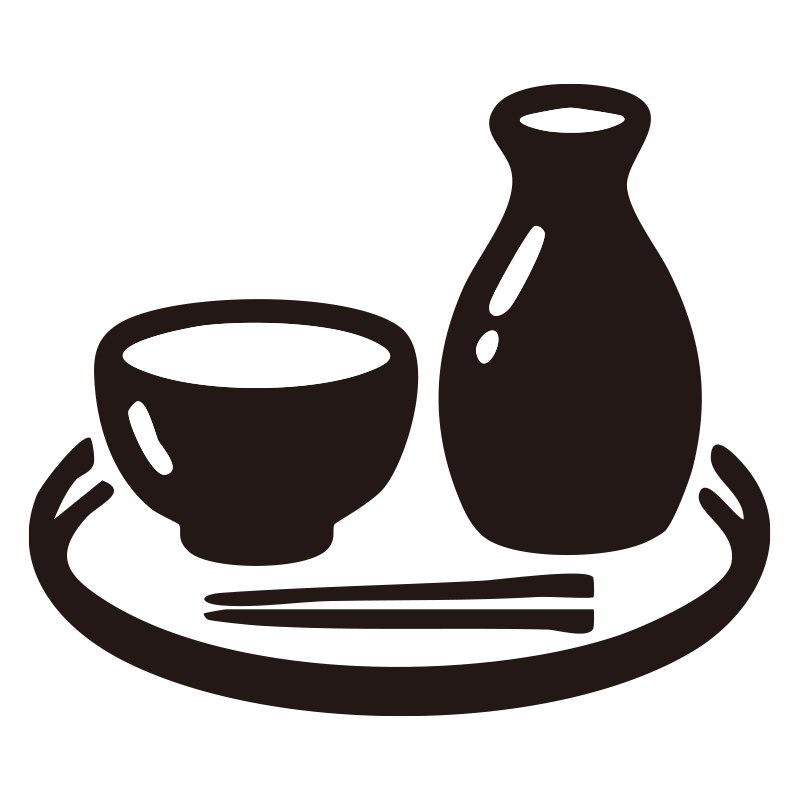 日本酒を描いたシンプルなモノク