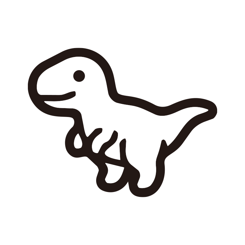恐竜を描いたシンプルなモノクロ