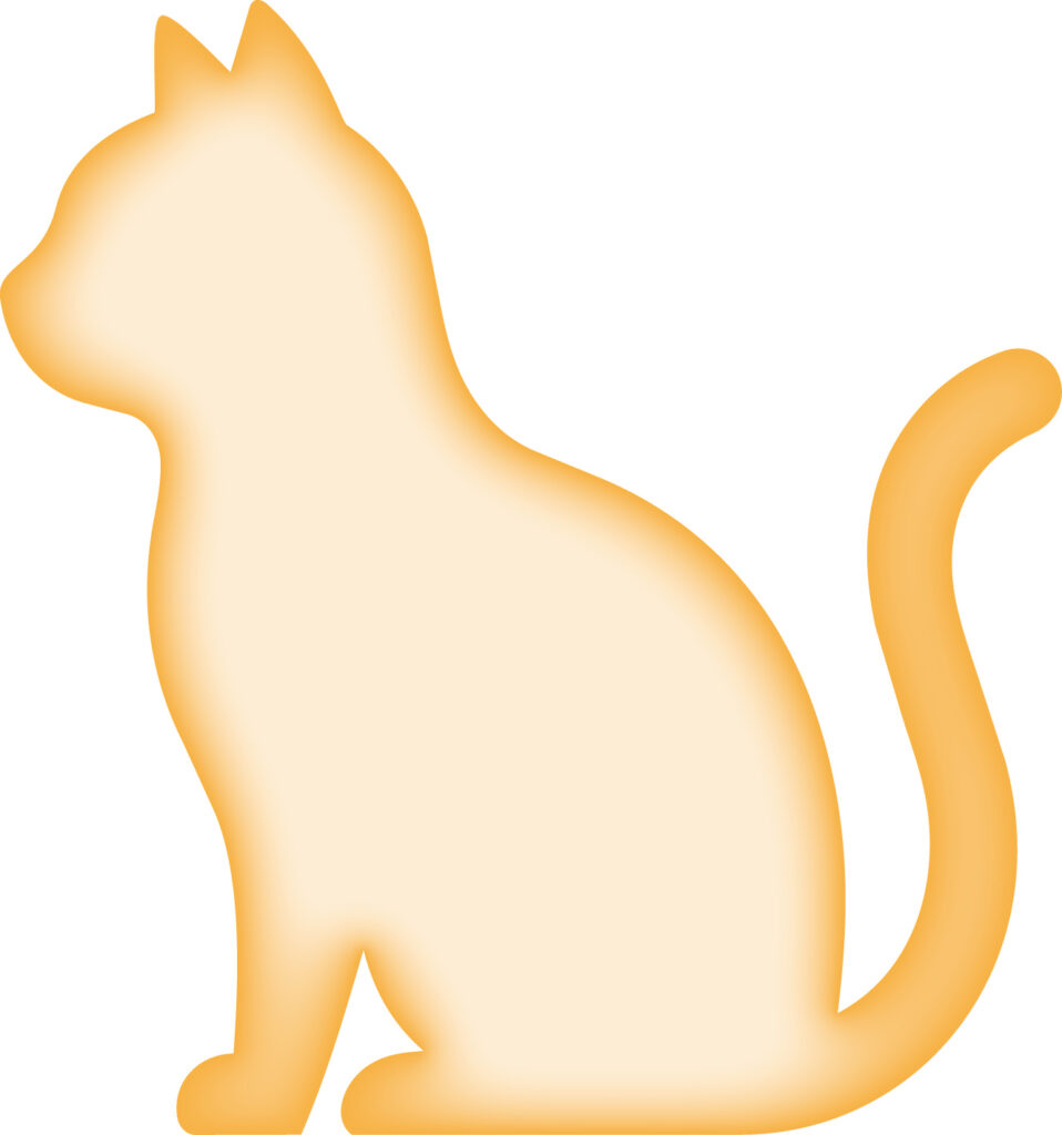 かわいい配色の「ねこ」のシルエ