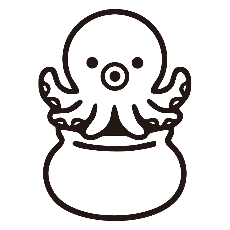 たこを描いたシンプルなモノクロ