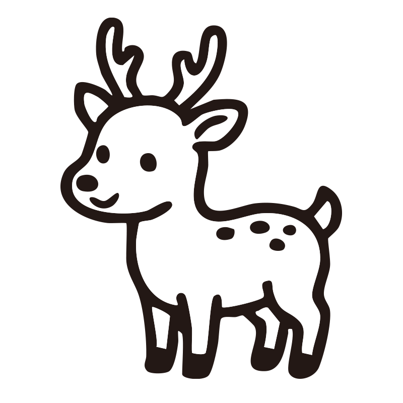 鹿を描いたシンプルなモノクロシ
