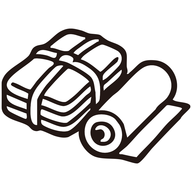 和紙を描いたシンプルなモノクロ