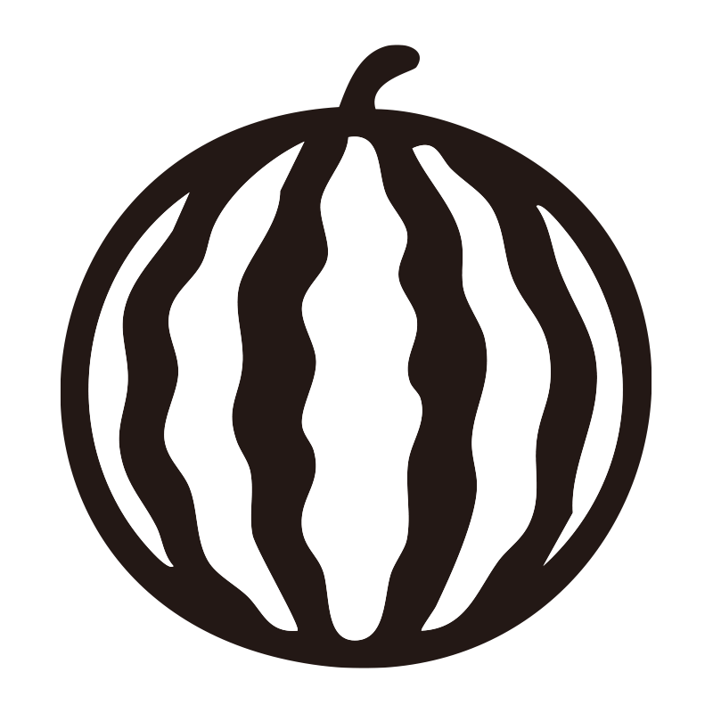 スイカを描いたシンプルなモノク