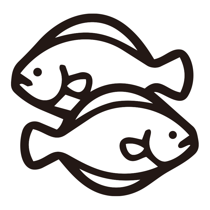 カレイを描いたシンプルなモノク