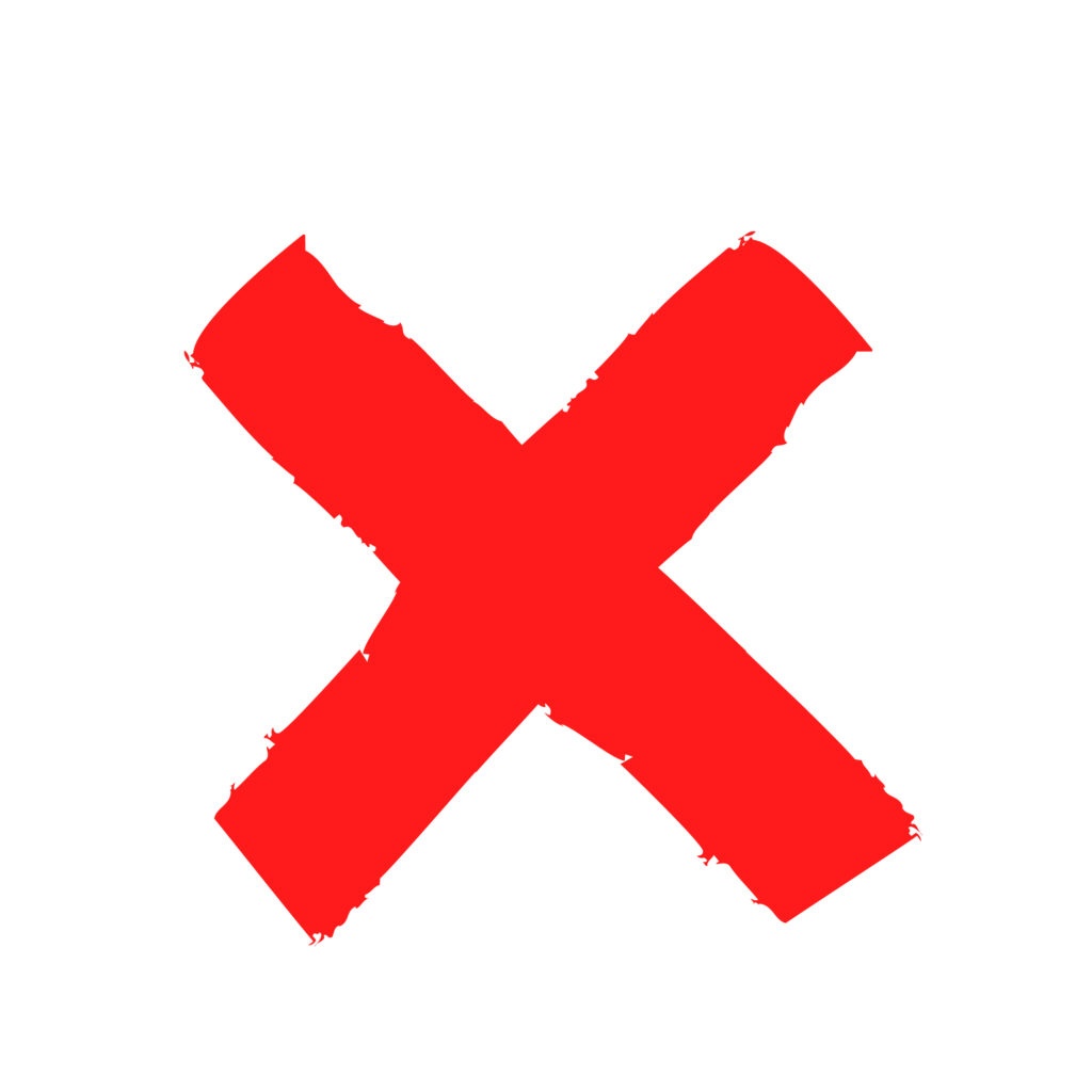 赤色のシンプルな手書きバツマー