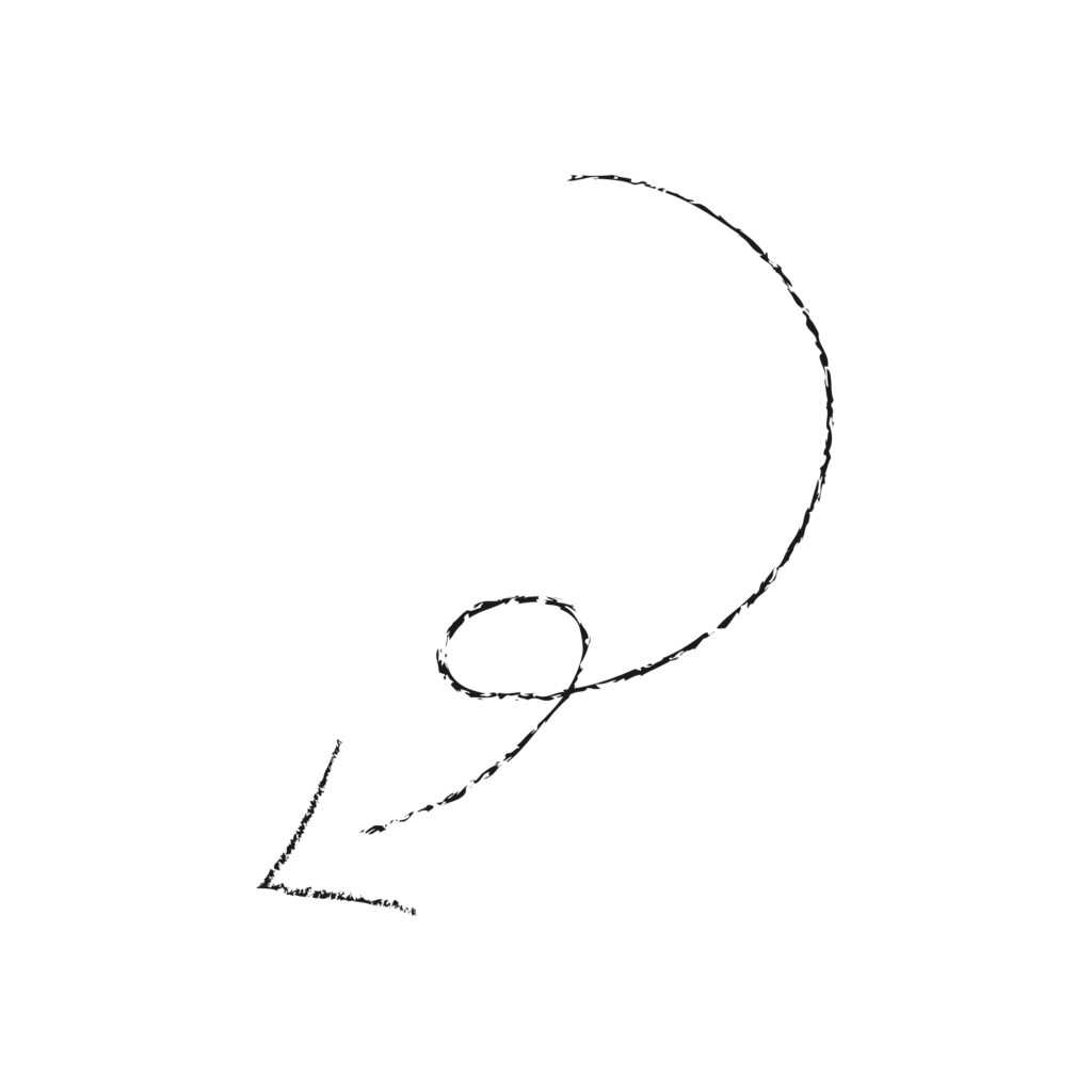 黒のシンプルな手書き「戻る」矢