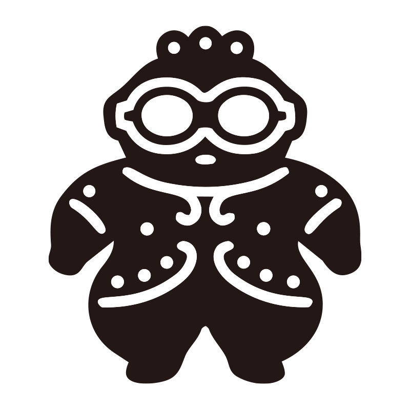 土偶を描いたシンプルなモノクロ