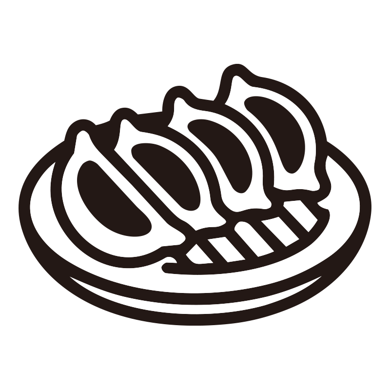 餃子を描いたシンプルなモノクロ