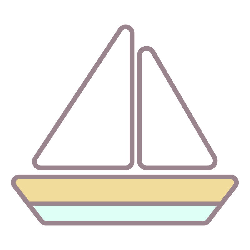 ヨットを描いた､手書き風の温か