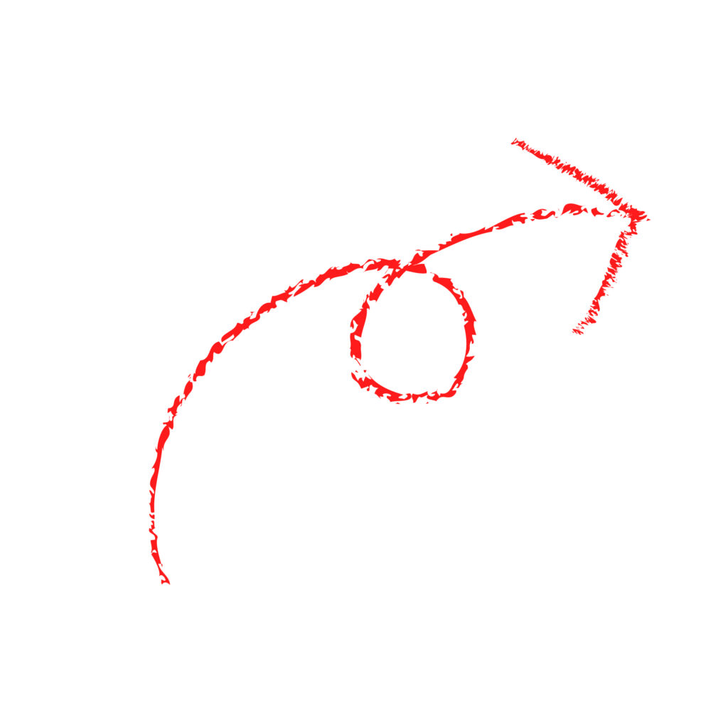 赤色の鉛筆で書いたような手書き