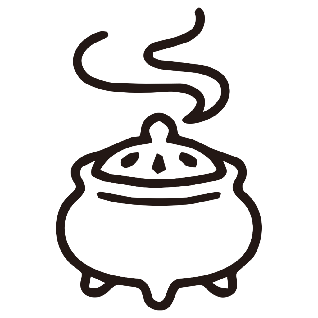 御香を描いたシンプルなモノクロ