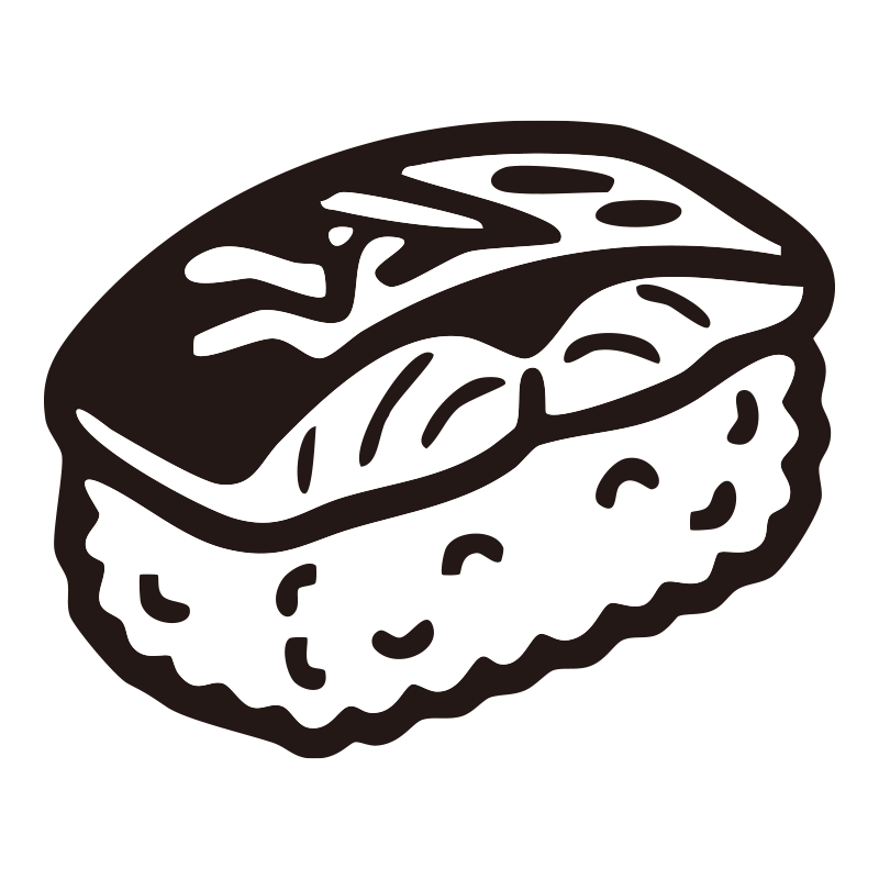 鯖寿司を描いたシンプルなモノク