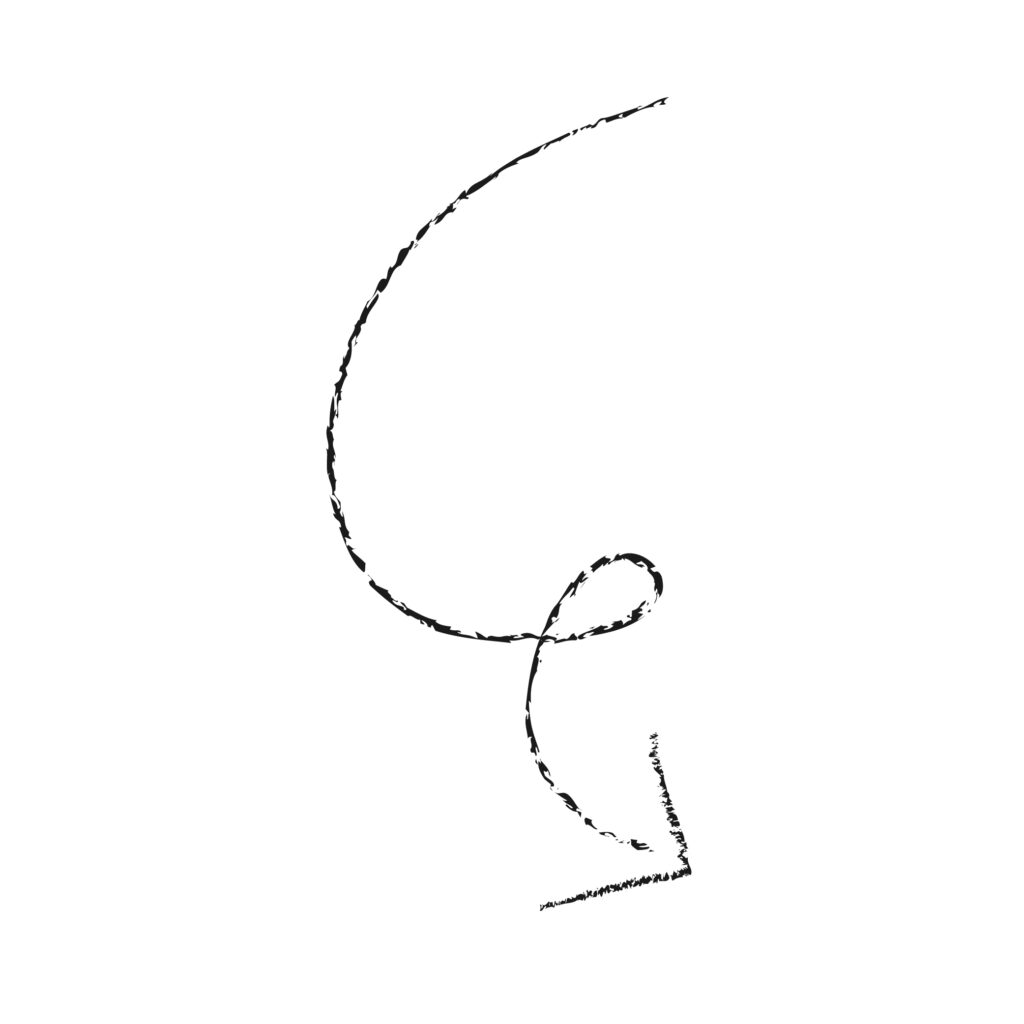 黒のシンプルな手書き「戻る」矢