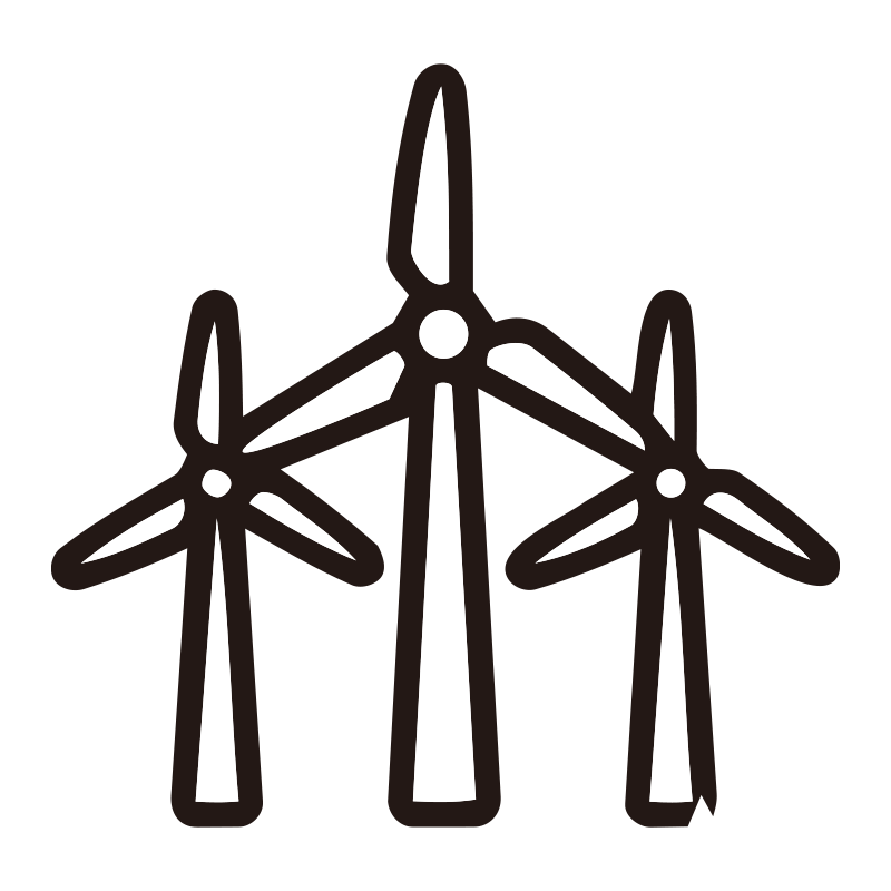 風車を描いたシンプルなモノクロ