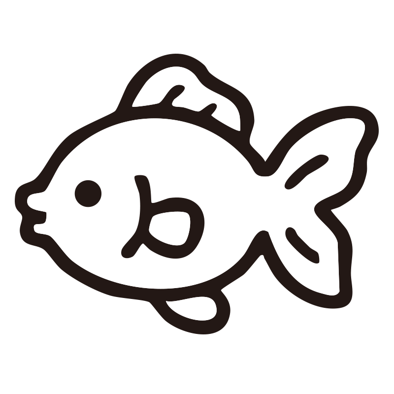 金魚を描いたシンプルなモノクロ