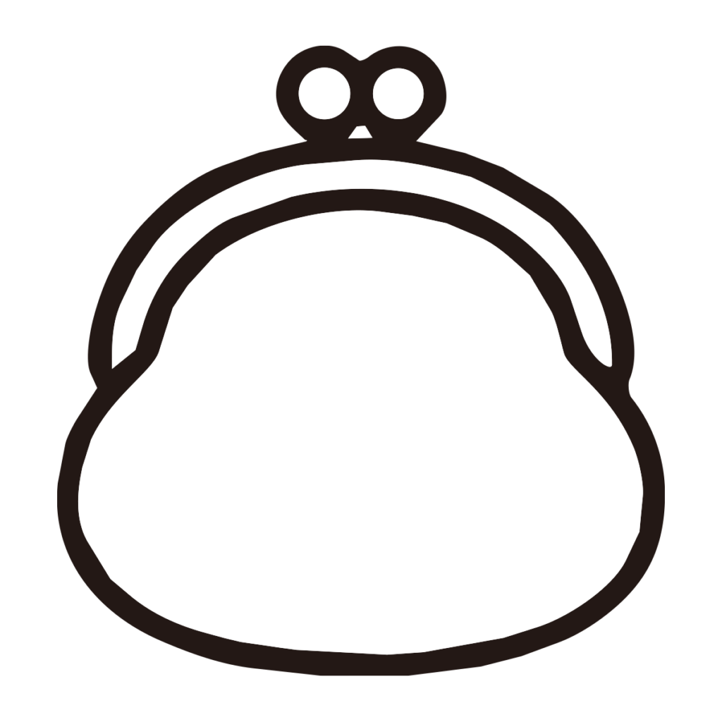 がま口を描いたシンプルなモノク