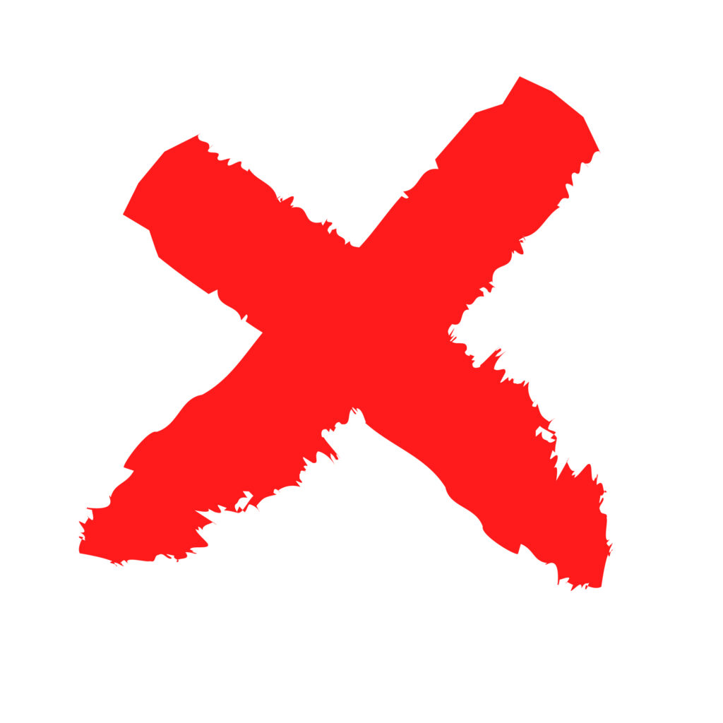 赤色の太い筆手書き風バツマーク