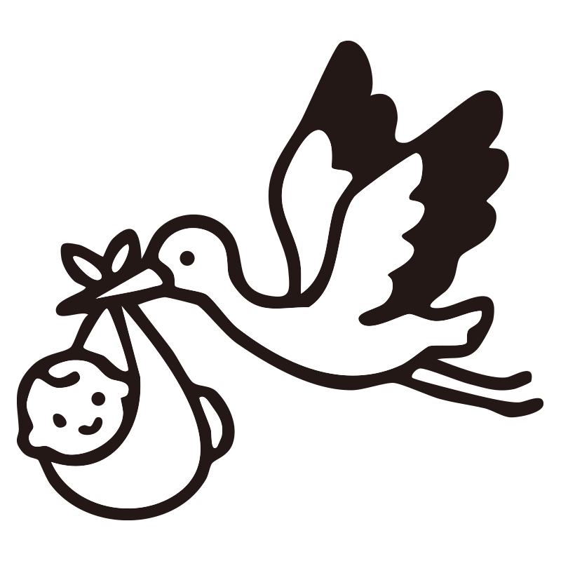 こうのとりを描いたシンプルなモ