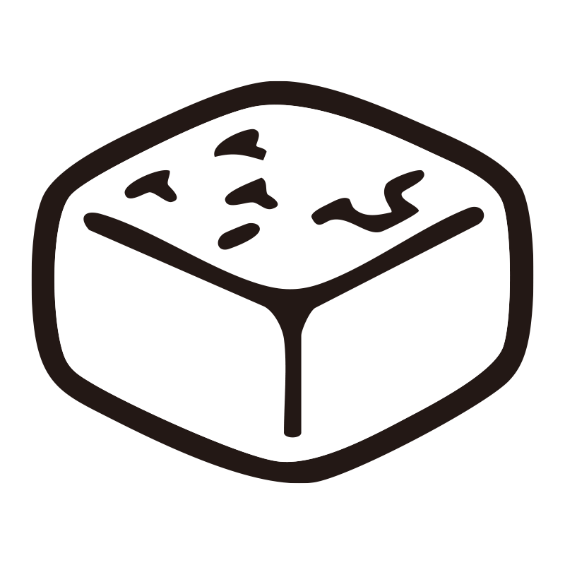 豆腐を描いたシンプルなモノクロ