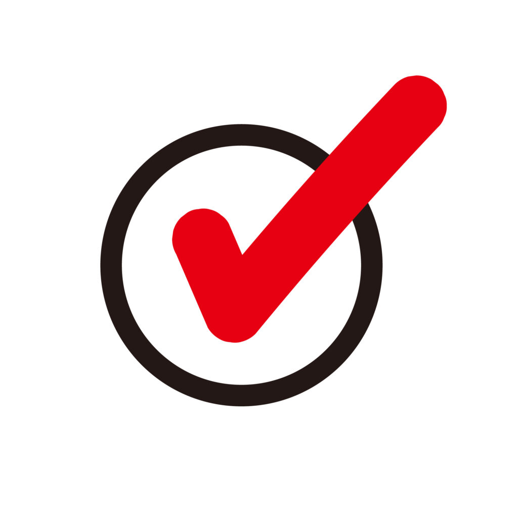 赤色のシンプルなチェックマーク
