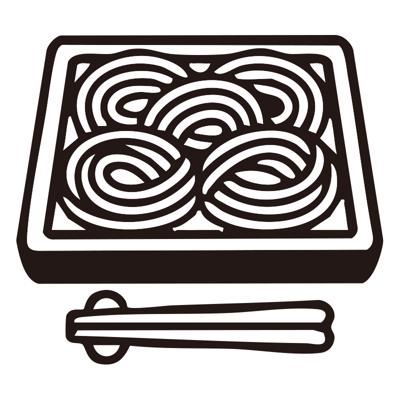 そばを描いたシンプルなモノクロ