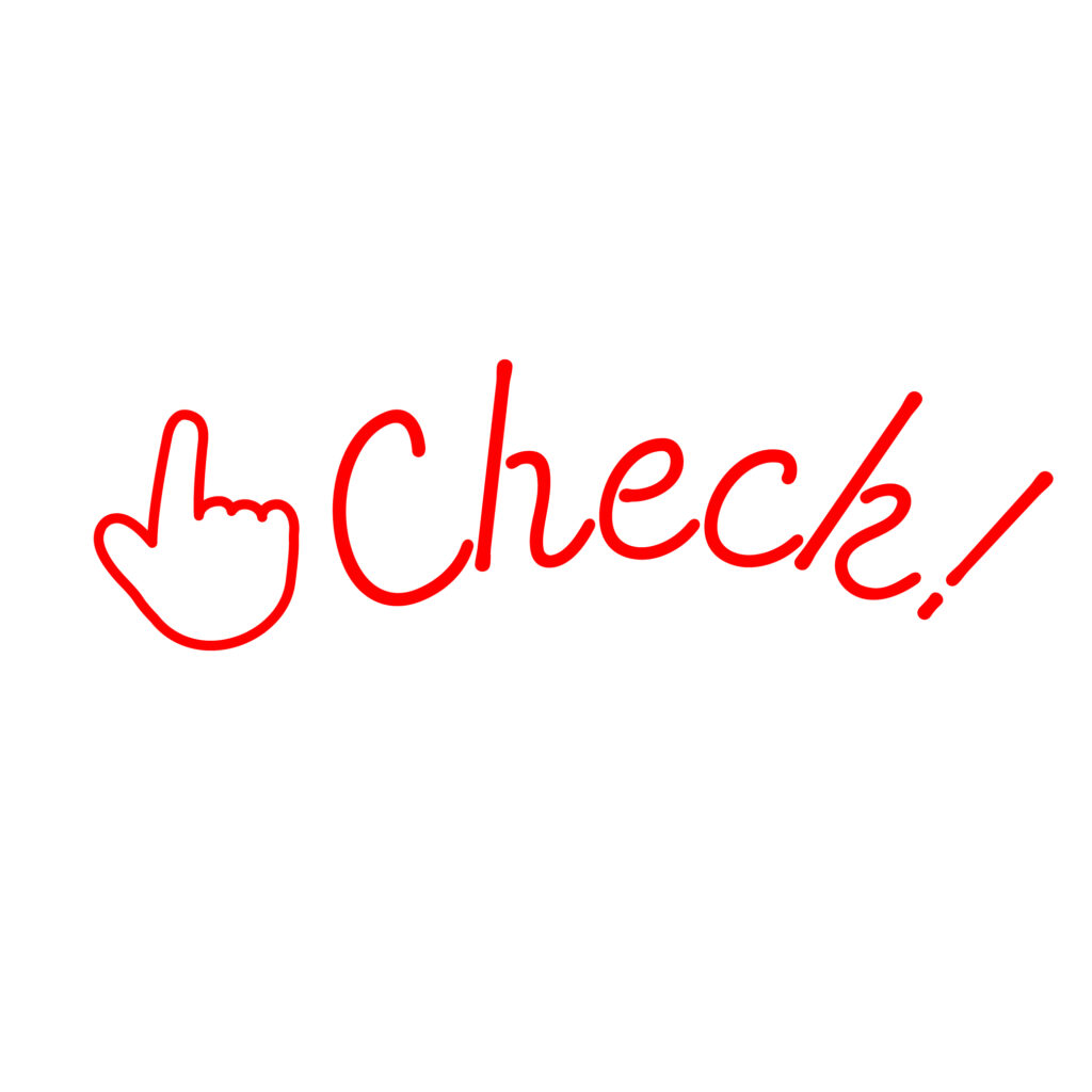 赤色の手書き風「Check」文