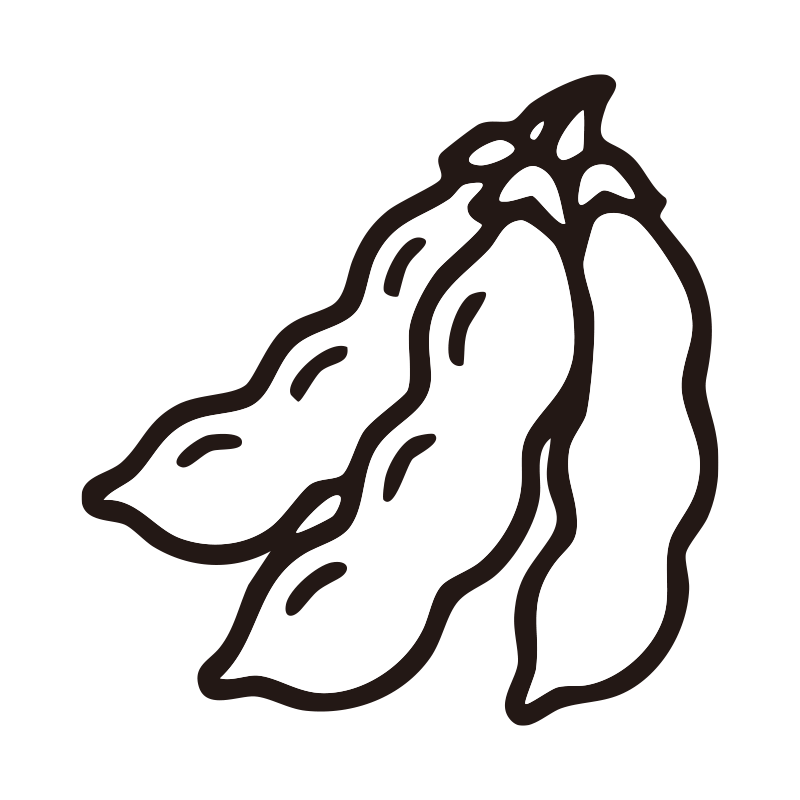 枝豆を描いたシンプルなモノクロ