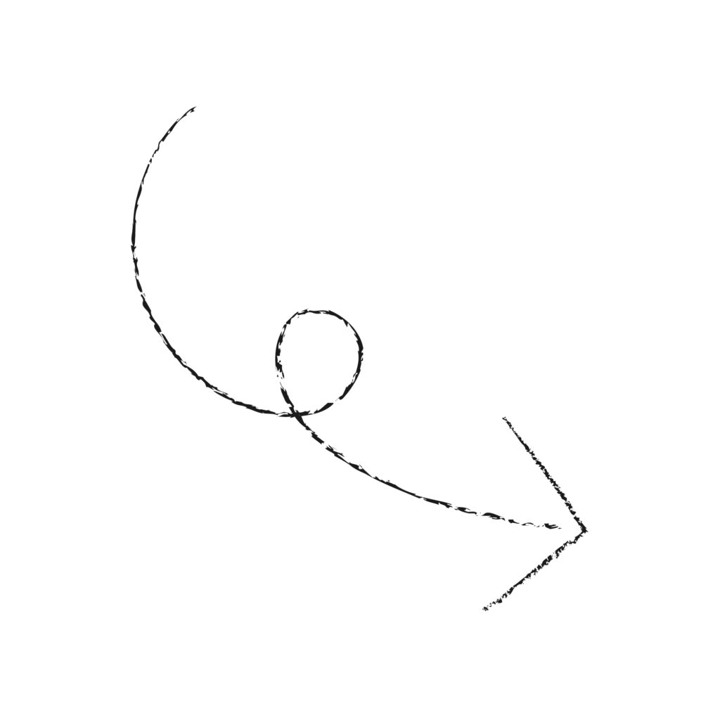 黒のシンプルな手書き「戻る」矢