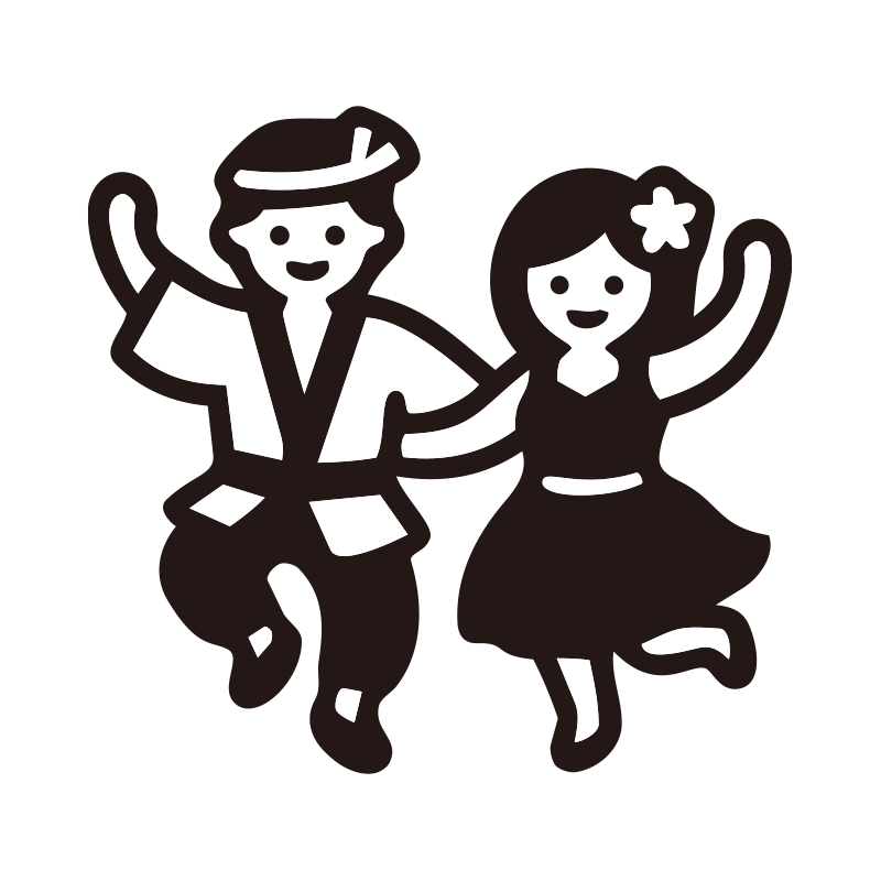 お祭りを描いたシンプルなモノク