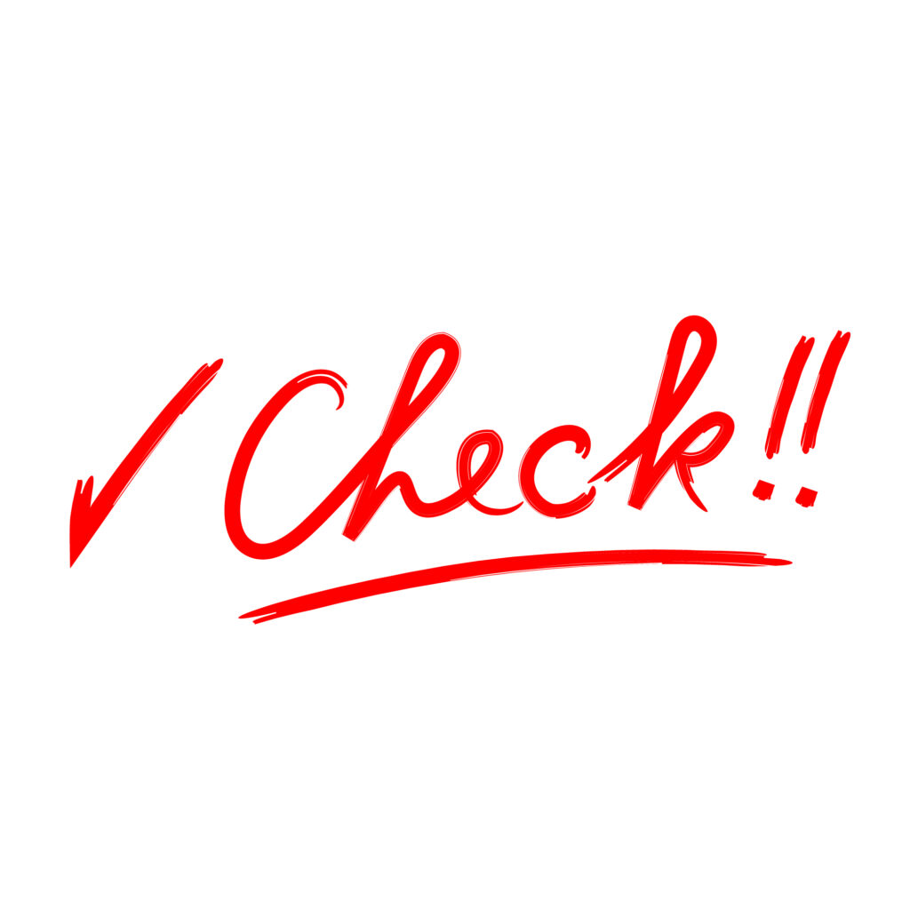 赤色の手書き風「Check」文