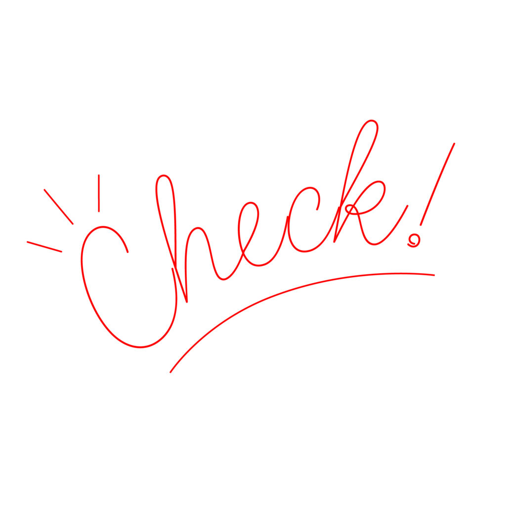 赤色の手書き風「Check」文