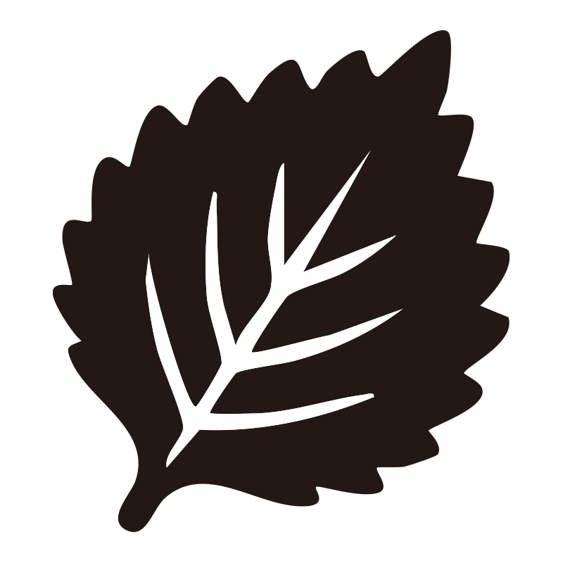 大葉を描いたシンプルなモノクロ