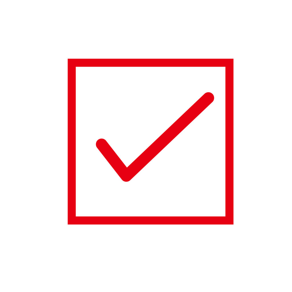 赤色のシンプルなチェックマーク