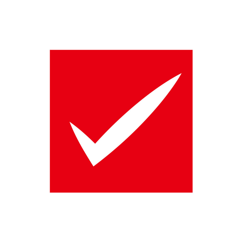 赤色のシンプルなチェックマーク