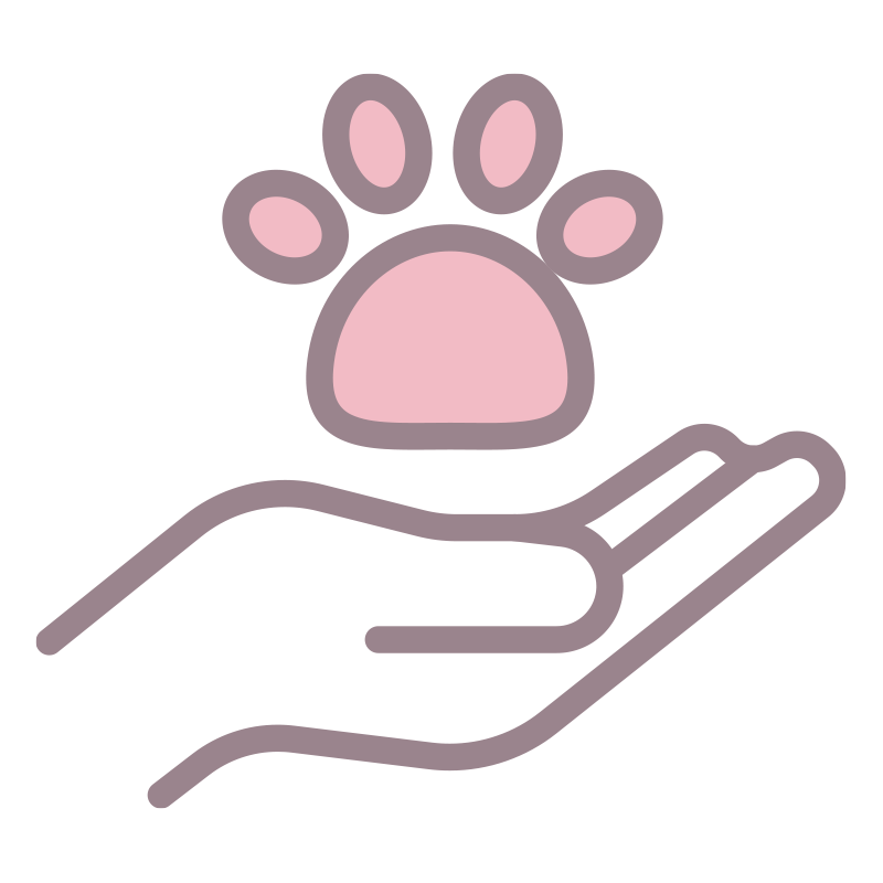 肉球と手を描いた､手書き風の温