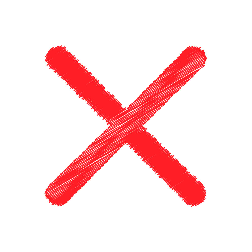 赤色の手書き風バツマーク（NG