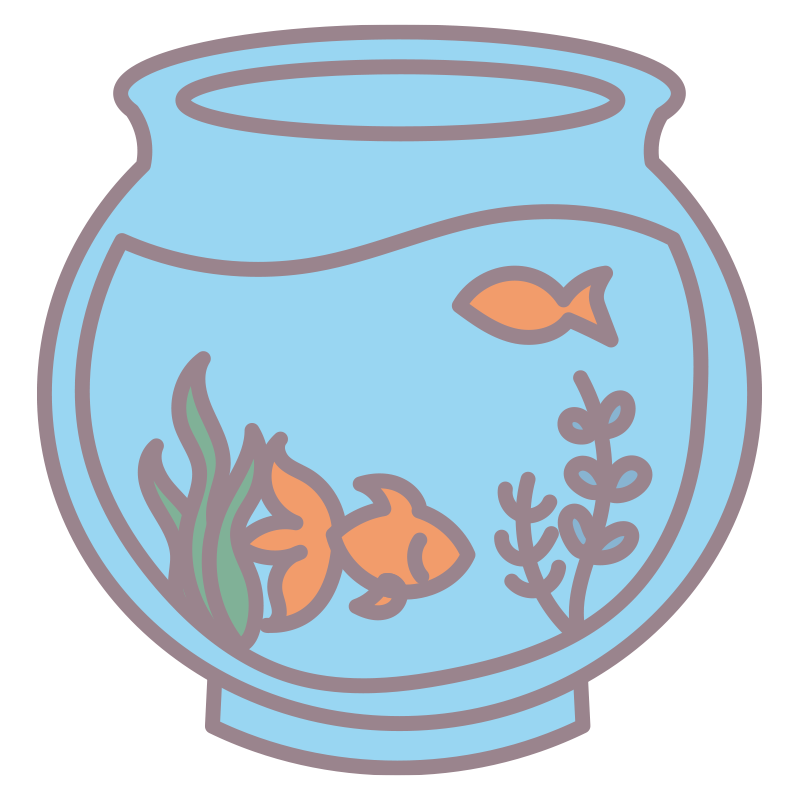 金魚鉢のアイコン。２匹の金魚が