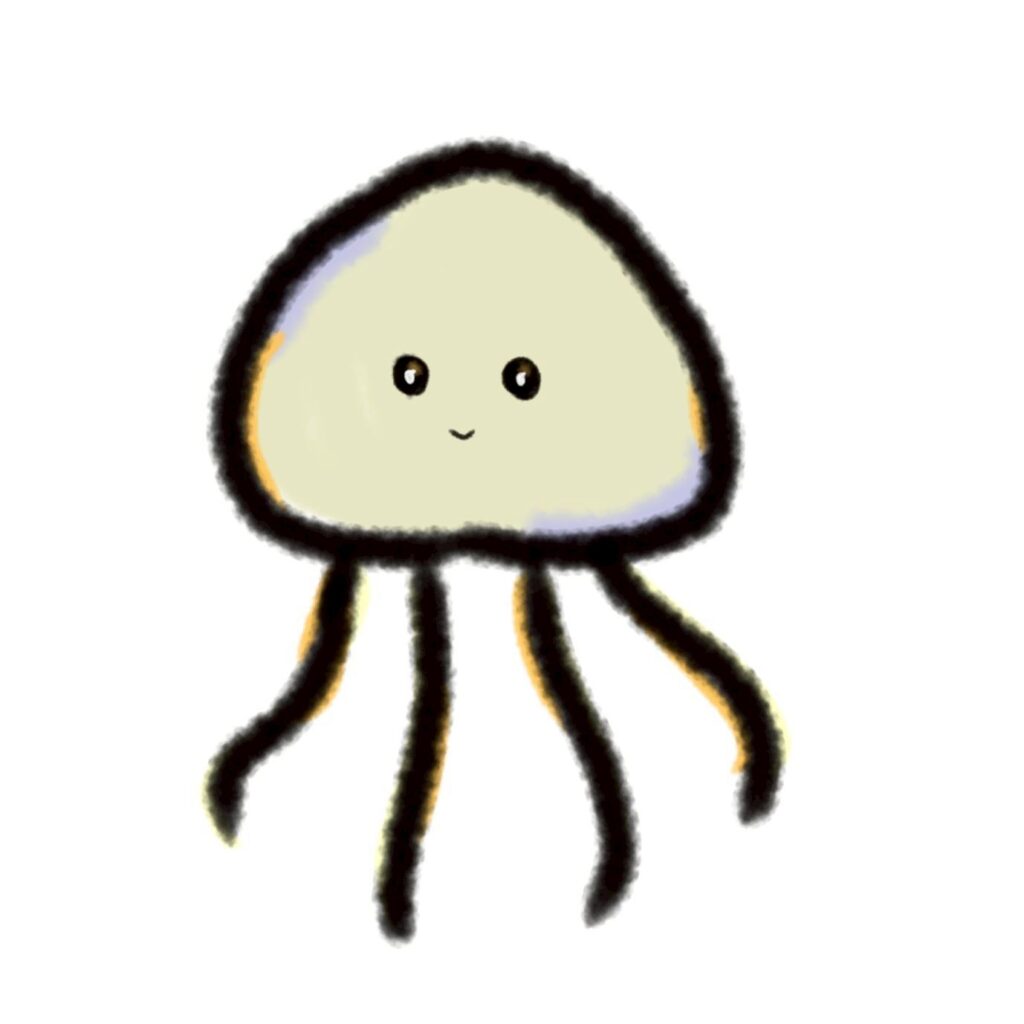 次は黄色っぽいくらげを描きまし