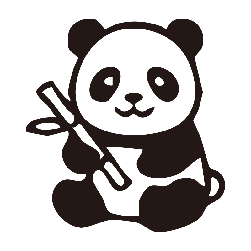 ぱんだを描いたシンプルなモノク