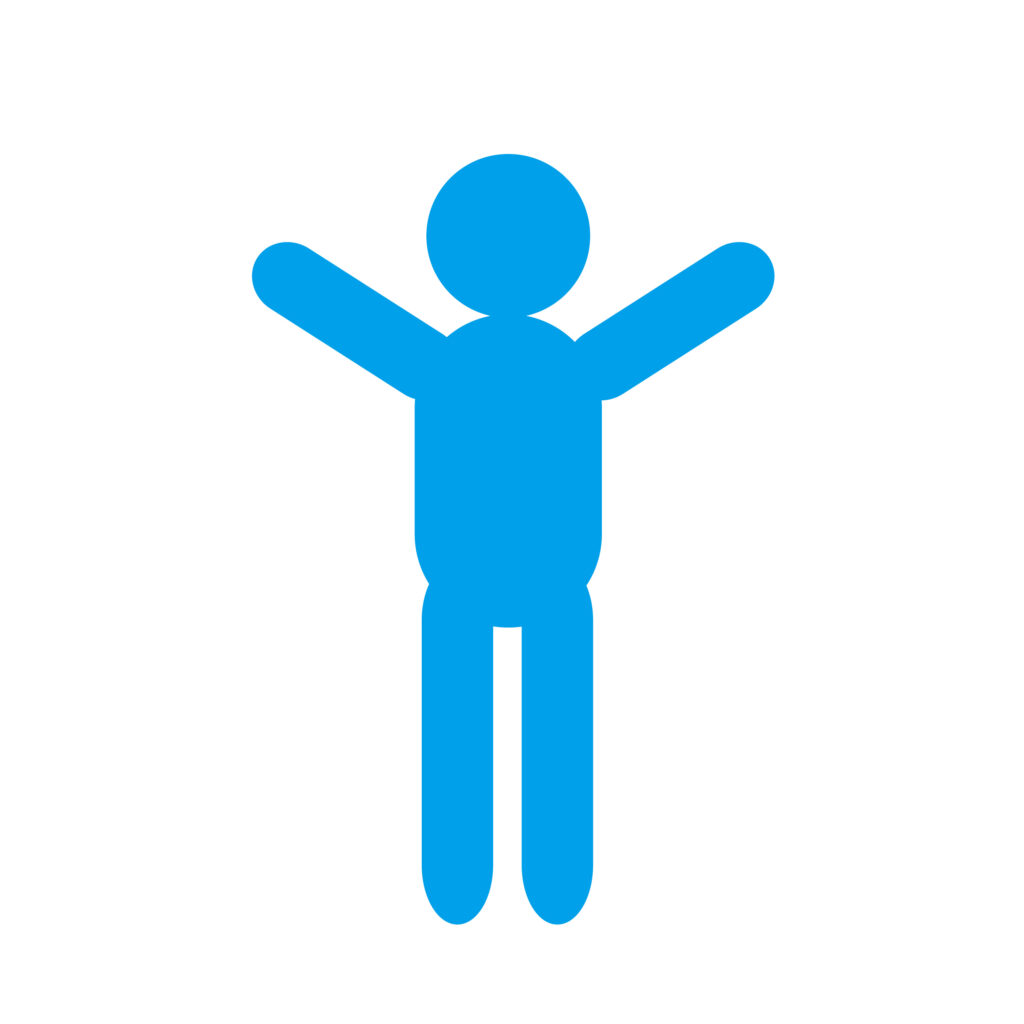 バンザイ（または伸び）をする男