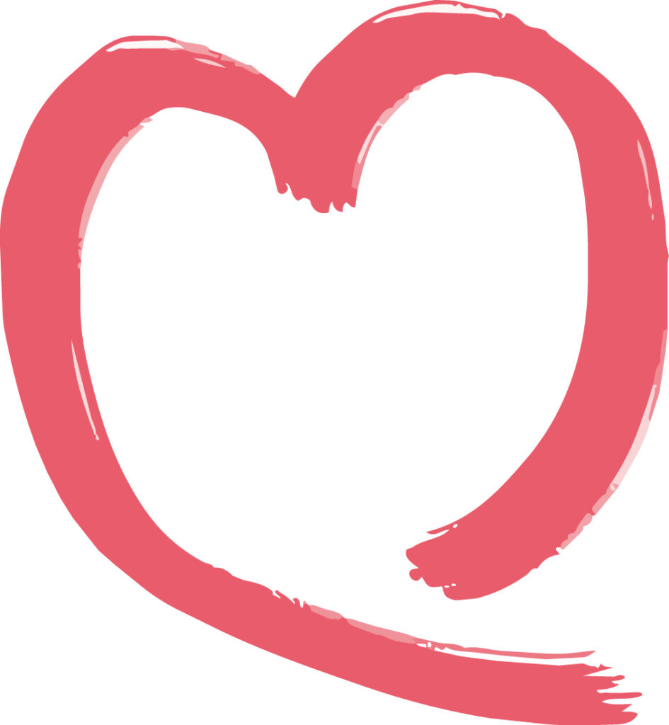 手書き風の♥温かみと、「赤」の