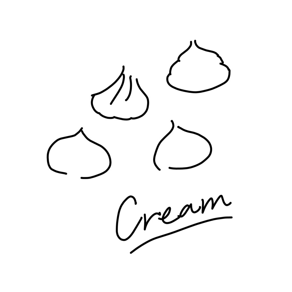 生クリームを絞った形をモチーフ