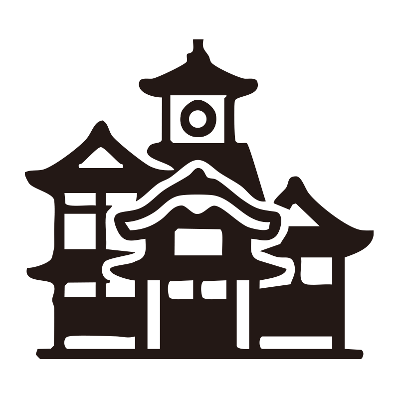 温泉旅館を描いたシンプルなモノ
