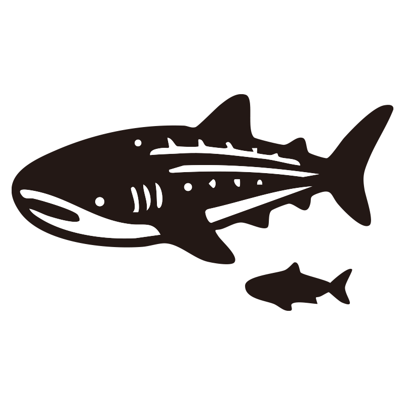 大きなジンベエザメと小さな魚が
