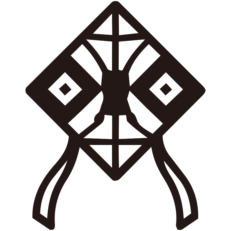 凧のモノクロアイコン。日本の伝