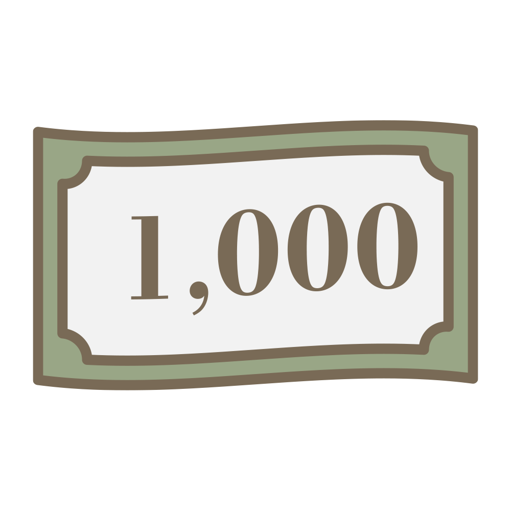ふんわり波打つ1,000円札を