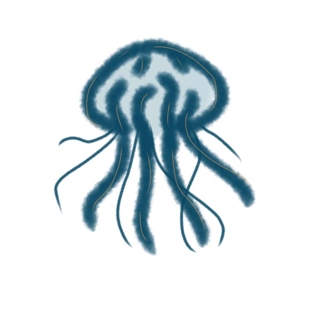 今度は少し濃いめのくらげを描い